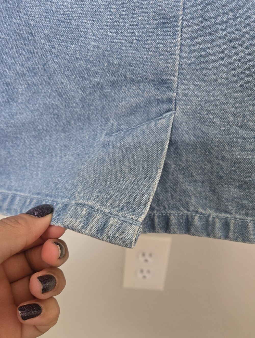 Vintage 90s Denim Mini Dress Butterfly Rhinestone Size Large - Picture 6 of 11